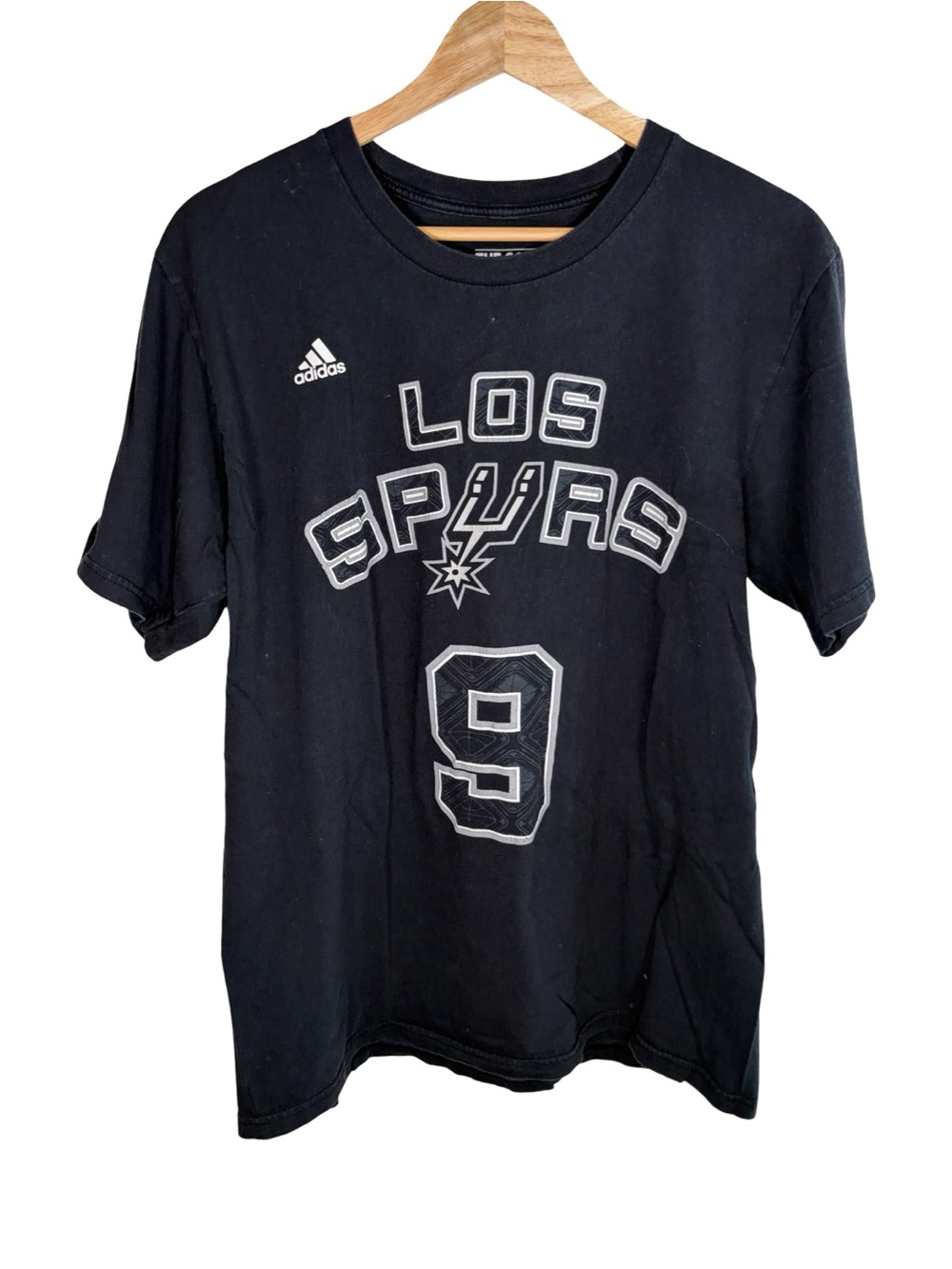 Adidas Los Spurs short sleeve Black Graphic Tee Tony Parker #9